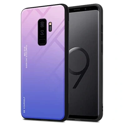 Abbildung von Cadorabo Hülle kompatibel mit Samsung Galaxy S9 Plus Schutzhülle TPU Silikon Case Glas Slim Kratzfest Weiche Gummi Rundumschutz für in Schwarz