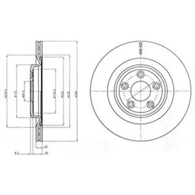 Abbildung von DELPHI BG4202C Bremsscheibe 326 20 5 Belüftet beschichtet hochgekohlt ohne Radlager, ABS Sensorring JAGUAR: XF Limousine, Sportbrake, S Type
