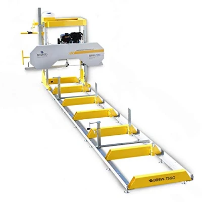 Abbildung von BAMATO Holzbandsäge Blockbandsäge BBSW 750G mit Benzinmotor und E Start, 1 St., Kühlung, kugelgel. Bandführung, Benzin Blockbandsäge, Start