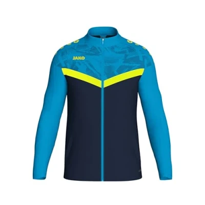 Abbildung von JAKO ICONIC Unisex Kinder Polyesterjacke Gr. 152 Marine/JAKO Blau/Neongelb Atmungsaktive Trainingsjacke im modernen Design, 100% recyceltes Polyester