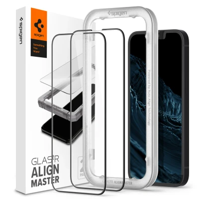 Abbildung von 2er Pack Apple iPhone 13 Panzerglas Spigen AlignMaster Full Cover Screenprotector Screen Protector 2 für das