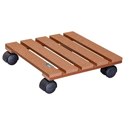 Abbildung von WAGNER Pflanzenroller WPC 29 x 8 cm I Blumenroller für Außenbereich + Innenbereich Kübelroller aus FSC® Wood Plastic Composite, Terracotta Tragkraft 60 kg 20051001