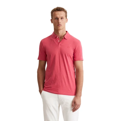 Abbildung von Marc O&#039;Polo Short Sleeve Embroidery Poloshirt, Herren, Größe: Large, Raspberry pink