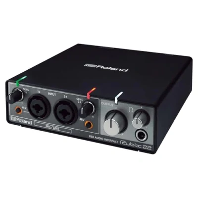 Abbildung von Roland RUBIX22 hochauflösendes Interface mit je 2 Ein /Ausgängen, Hi Res für Mac, PC und Ipad zwei Eingängen Ausgängen
