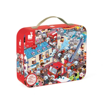Abbildung von Janod Wimmelpuzzle &amp; Poster Feuerwehr 208 Teile