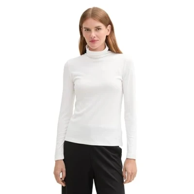 Abbildung von TOM Tailor MIT Rollkragen Langarmshirt, Damen, Größe: XXL, Whisper white