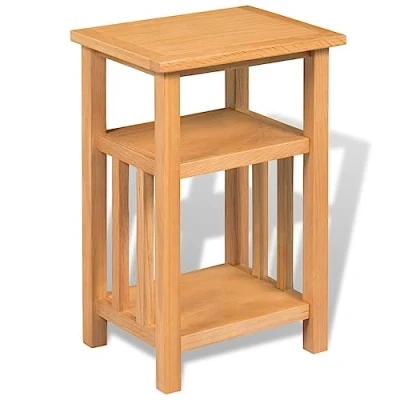 Abbildung von vidaXL Beistelltisch Couchtisch mit Zeitungsablage Eiche Massiv 27 x 35 55 cm