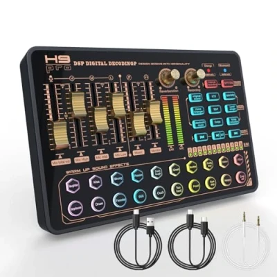Abbildung von Todeco Audio Mixer, Bluetooth Stereo Mixer mit DJ Effekten und Sprach Wechsler Geräuschunterdrückung, für Aufnahmen, Live Streaming, PC, Podcasting