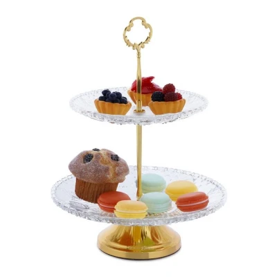 Abbildung von relaxdays Etagere 2 stöckige aus Glas, Glas