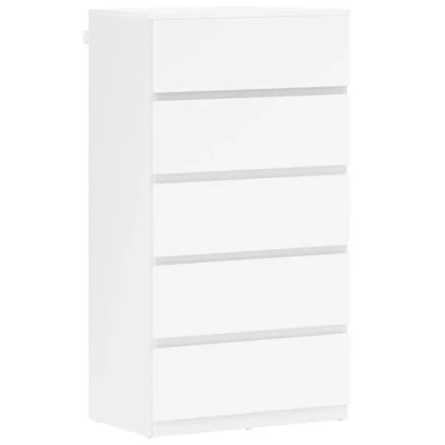 Abbildung von HOMCOM Kommode Schubladenschrank Sideboard mit 5 Schubladen, Büroschrank kippsicheren Zuglaschen, für Wohnzimmer, Schlafzimmer, Weiß, 55 x 34 100 cm
