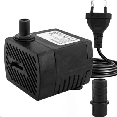 Abbildung von Mini Wasserpumpen(350L/H, 5W), Ultra Leise Aquarium pumpe mit hohem Hub, brunnenpumpe 1,5 m Netzkabel, 2 Düsen für Aquarien, Teich, Brunnen, Statuen, Hydrokultur