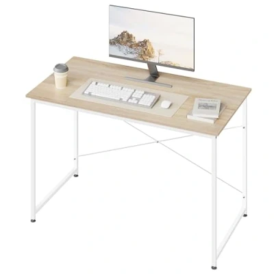 Abbildung von WOLTU Schreibtisch, Computertisch klein, 120x60 cm Bürotisch, PC Tisch, mit Metallgestell, für Büro Homeoffice Arbeitszimmer Schlafzimmer, aus Holzwerkstoff, Helle Eiche