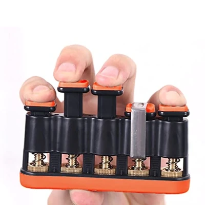 Abbildung von Alnicov Finger Strengthener, Guitar Beginner Exercier, Griffkrafttrainer für Gitarre, Klavier, Trigger Training (Orange)