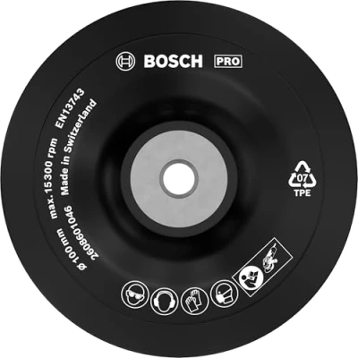 Abbildung von Bosch 1x PRO Backing Pad für kleine Winkelschleifer, M10, weich (Ø 100 mm, Professional Zubehör Kleiner Winkelschleifer)