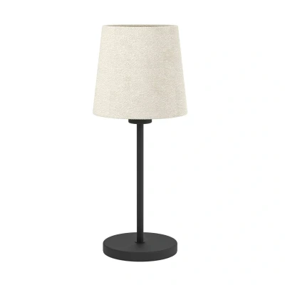 Abbildung von EGLO Nachttischlampe Febres, Tischlampe mit Textil Lampenschirm, Zimmer Deko Schlafzimmer, Wohnzimmerlampe aus Metall in Schwarz und Bouclé Stoff Weiß, E27 Fassung