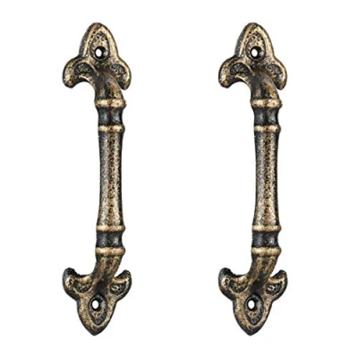 Abbildung von Relaxdays Möbelgriffe Vintage, 2 Stück, Türgriffe antik für Schränke, Schubladen, Schiebetüren, Gusseisen, 20 cm, Bronze