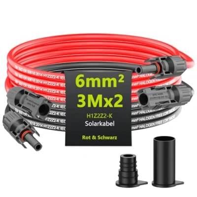 Abbildung von Tool Free Solarkabel 4mm²/6mm²,Solarkabel Verlängerung 1/2/3/5/10M,PV Kabel(6mm2, 3meter)