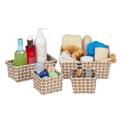 Abbildung von relaxdays Aufbewahrungskorb 4er Set geflochten, Weiss braun