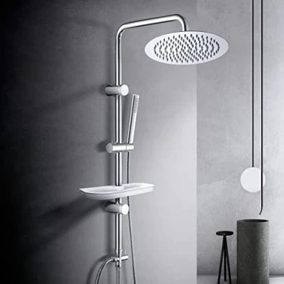 Abbildung von Görbach Regendusche Duschset Duschsystem mit Ablage Chrom ohne Duscharmatur (D30)