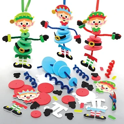 Abbildung von Baker Ross FE964 Weihnachtself Stapelsets 6er Pack, Bastelaktivitäten für Kinder zum Zusammenbauen, Dekorieren und Ausstellen, Ideales Weihnachtskunst Bastelprojekt
