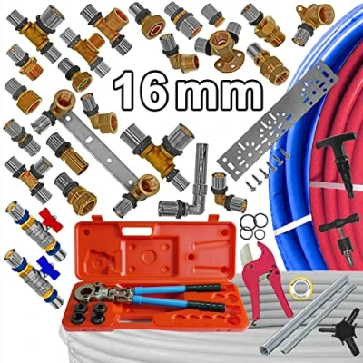 Abbildung von 16mm alle 16er Pressfittings für Mehrschichtverbundrohr RohrØ 16 x 2,0mm rot isoliert 50 Meter Rolle