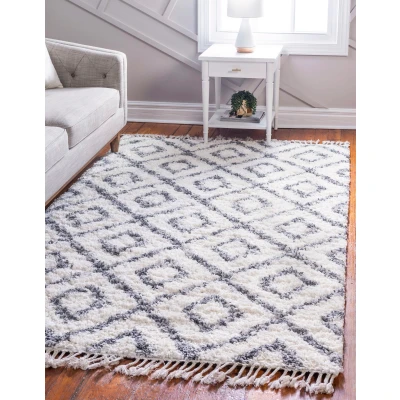 Abbildung von Myflair Möbel &amp; Accessoires Hochflor Teppich &quot;Top Shag&quot;, rechteckig, gewebt, Rauten Design, melierte Optik, weich kuschelig, mit Fransen