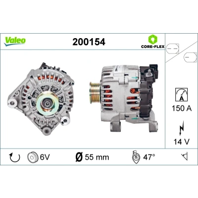 Abbildung von VALEO 200154 Lichtmaschine 14V 150A BMW: 3 Limousine, Touring, 5 Limousine