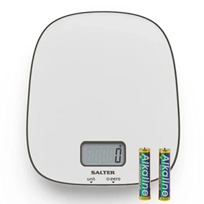 Abbildung von Salter 1110 SVDR Contour Elektronische Küchenwaage, hohe Tragfähigkeit 10 kg, Zusatz und Wiege /Tarafunktion, gut ablesbares Display, inkl. Batterien, elegantes Design, kg/lbs/oz, 15 Jahre Garantie