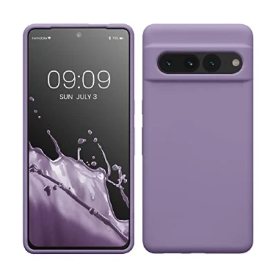 Abbildung von kwmobile Hülle kompatibel mit Google Pixel 7 Pro Silikon Handy Case Handyhülle weiche Oberfläche kabelloses Laden Veilchen Lila