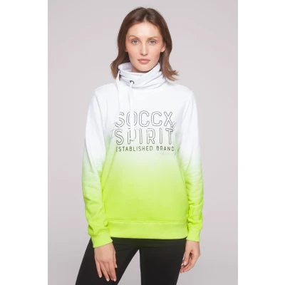 Abbildung von Soccx DIP DYE MIT Hohem Kragen Sweatshirt Opticwhite neon lime, Damen, Größe: Large, lime