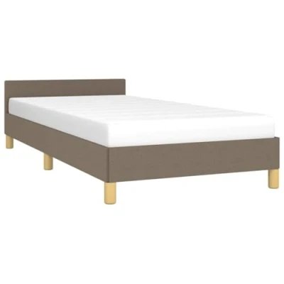 Abbildung von vidaXL Bettgestell mit Kopfteil Polsterbett Bett Bettrahmen Einzelbett Lattenrost Stoffbett Schlafzimmerbett Schlafzimmermöbel Taupe 100x200cm Stoff