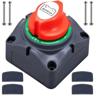 Abbildung von Batterietrennschalter 1 2 Both OFF Spurtar Batterie Hauptschalter Autobatterie Trennschalter 12V 24V 48 Volt, Wasserdicht für Boot Motorrad Yacht Auto KFZ Marine Caravan