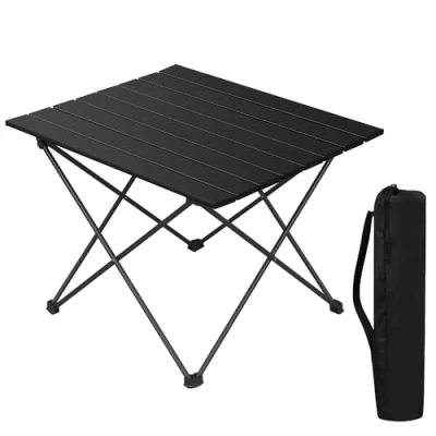 Abbildung von WOLTU Alu Campingtisch klappbar Falttisch Ultra Leichte tragbar mit Tragetasche, Klapptisch Kleiner Reisetisch Beistelltisch für Camping Picknick Outdoor Angeln, 56 * 46 40cm Schwarz