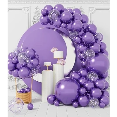 Abbildung von AULE Luftballon Girlande Lila: 100 Stück Violett Ballons Set Dunkellila Glänzend Chrom Latex Luftballons für Geburtstag Party Hochzeit Babyparty Deko