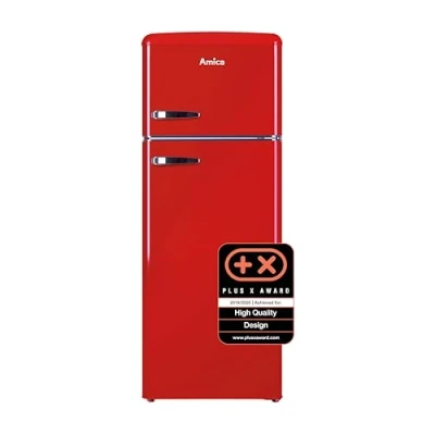 Abbildung von Amica KGC 15630 R Retro Kühl /Gefrierkombination / Chili Red (Rot) 144cm (H) x 55cm (B) 62cm (T) Design Kühlschrank mit Gefrierfach