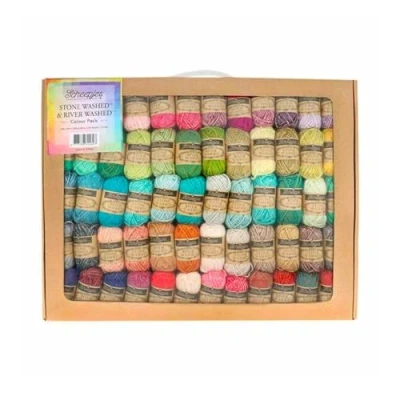Abbildung von Scheepjes Stone Washed &amp; River Colour Pack Häkelwolle, (58 St), 36x 10g + 22x