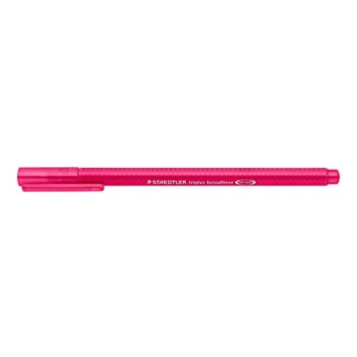 Abbildung von STAEDTLER 338 23 VE triplus broadliner (ergonomische Dreikantform, dry Safe, Tinte auf Wasserbasis, auswaschbar, Strichbreite 0,8 mm, Kartonetui mit 10 broadlinern) bordeaux rot