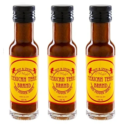 Abbildung von Mexican Tears® Red Pepper Sauce 3er Pack, scharfe aus Chili &amp; Meersalz, perfekt als Grill Zubehör für BBQ Sauce, Pulled Pork zum Aufpeppen von Hamburgern [3x100ml Chilisauce]