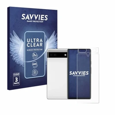 Abbildung von Savvies 6 Stück Schutzfolie für Google Pixel 6a (Display+Kamera) Displayschutz Folie Ultra Transparent