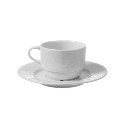 Abbildung von HENDI Cappucchinotasse Karizma 230 ml Ø 8,5 cm Porzellan weiß stapelbar, Hotel Gastro Cappuccinotassen