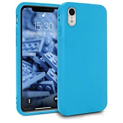 Abbildung von MyGadget Hülle kompatibel mit iPhone XR robuste Handyhülle TPU Case Slim Silikonhülle Back Cover Kratzfest Schutzhülle matt Hellblau