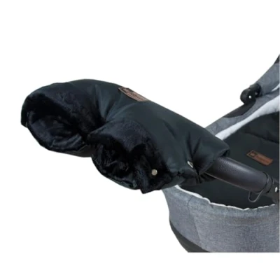 Abbildung von BABYLUX Handmuffe Handmuff für Kinderwagen Handwärmer mit Kunstfell Handschuhe, MD3 Schwarz