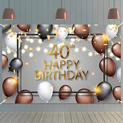 Abbildung von Happy 40th Birthday Hintergrund Banner Dekorationen Braun für Männer Frauen 40 Jahre alt Mokka Schokolade Ballon Rustikale Bday Thema Fotografie Party Supplies