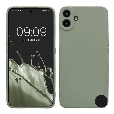 Abbildung von kwmobile Handyhülle kompatibel mit CMF Phone 1 Hülle Handy Case aus weichem Silikon in Graugrün