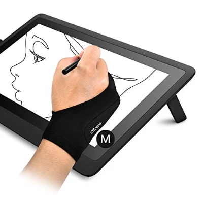 Abbildung von OTraki Antifouling Handschuh 2 Pack Palm Rejection Glove Zwei Finger Verdickungs Handschuhe Zeichnen Für Grafiktablett, Pad, Display, Kunstmalerei, Oberflächenschutz M (8x20.5cm)