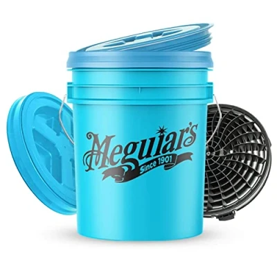 Abbildung von Wascheimerset: Meguiar&#039;s Hybrid Ceramic Wascheimer blau + The Detail Guardz Dirt Lock Schmutzsieb (schwarz) MaxShine Cross Bucket Wascheimerdeckel Deckel (blau)