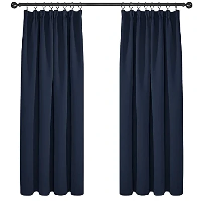 Abbildung von Deconovo Vorhang Blickdicht Dicke Gardine Verdunkelungsvorhang Thermo Kinderzimmer, 183x168cm(HöhexBreite), Dunkelblau, 2er Set