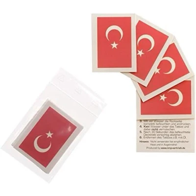 Abbildung von 25 x Türkei Fan Tattoo Fahnen EM 2024 Turkey Flag (25)