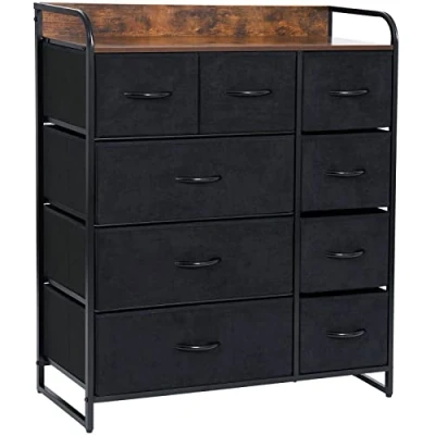 Abbildung von LYNCOHOME Kommode mit Schubladen aus Stoff, Sideboard 9 Stoffschubladen, Schubladenschrank Ordnungsmöbel Schrank 2 Griffe für Küche Büro Flur