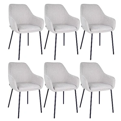 Abbildung von Kick Collection 6er Set Esszimmerstühl Guus Grau Modern und Hochwertig Baumwolle Metall Erhältlich in vielen Farben
